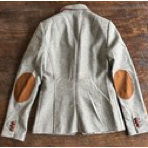 Banana Republic Gray Blazer with Brown Details suede elbow patches and buttons - Picture 7 of 8